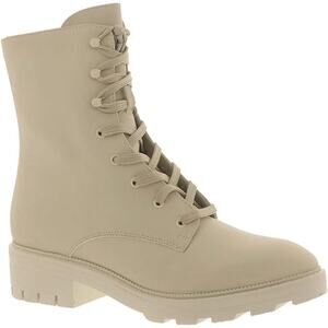 Dolce Vita Lottie Womens Ivory Eco Leather Zip Up Combat Boots Size 8.5